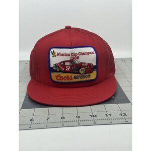 VTG Bill Elliott Winston Cup Champion 1988 Coors #9 Snapback Hat Embroidered Red